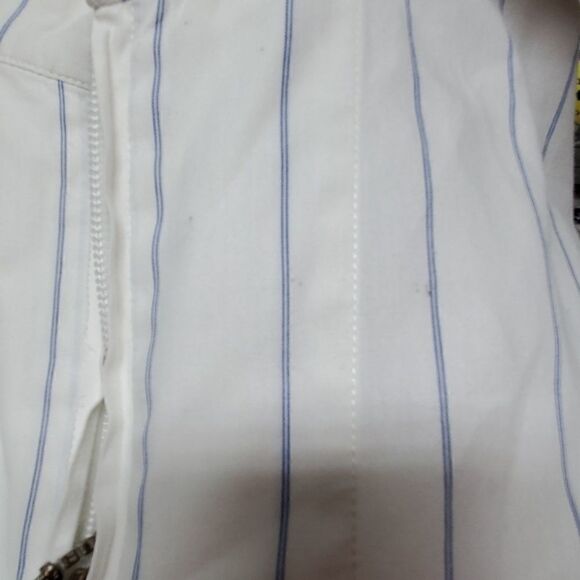 Mel & Lisa White Blue Stripe Shirt Size Large - Picture 7 of 7